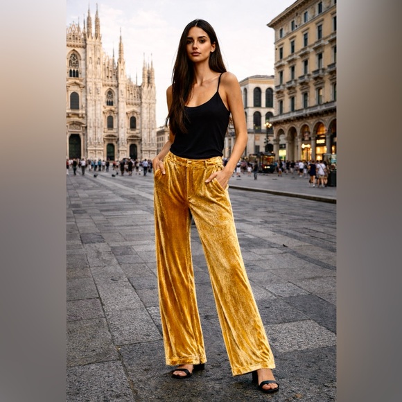 Hansen & Gratel Pants - Hansen & Gretel Honey Mustard Velvet Flared Trousers